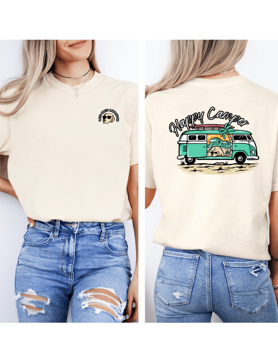 Happy Camper Van Surf T-Shirt | Laid-Back Beach Tee for Lab Lovers πππ