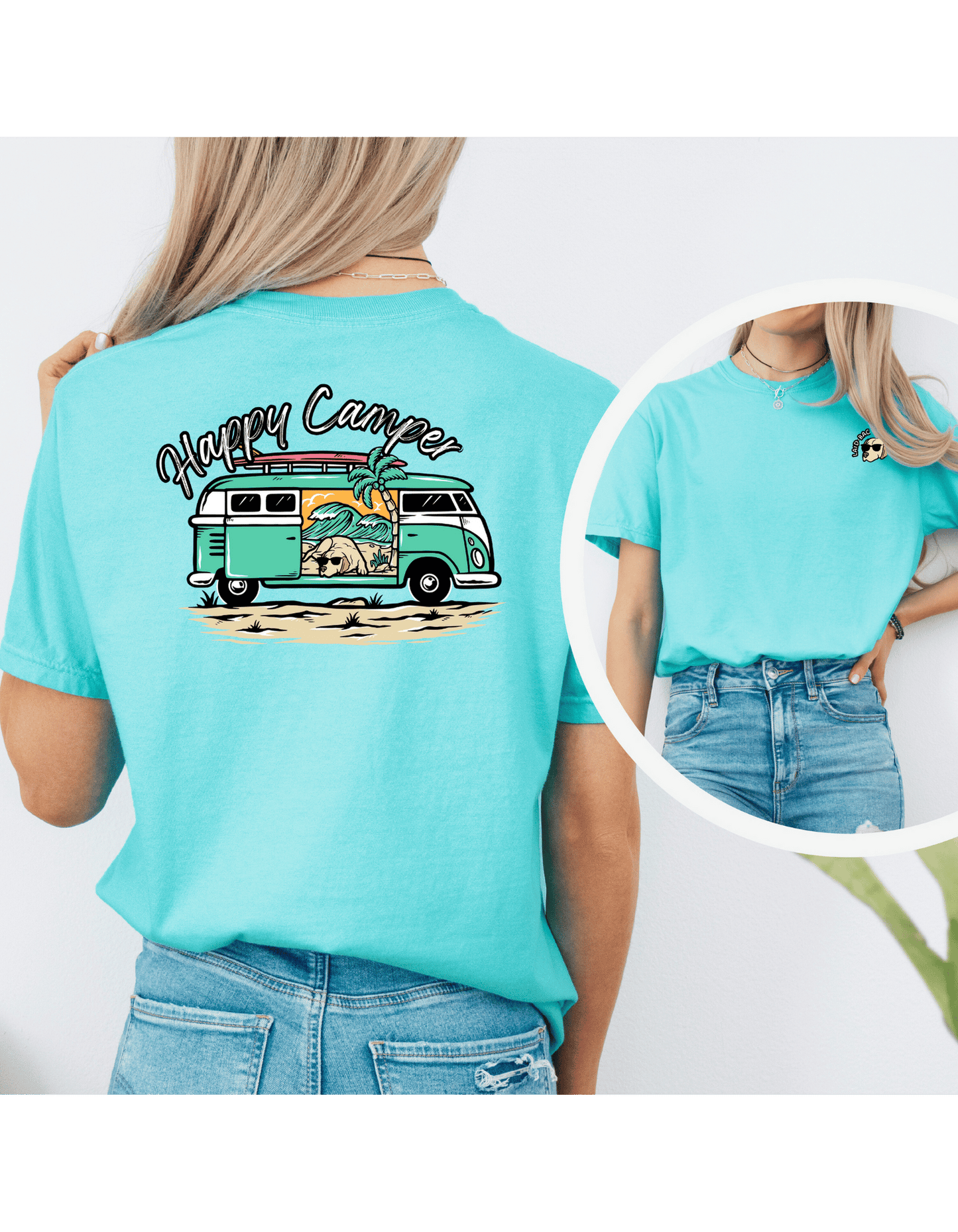Happy Camper Van Surf T-Shirt | Laid-Back Beach Tee for Lab Lovers 🚐🌊🐕
